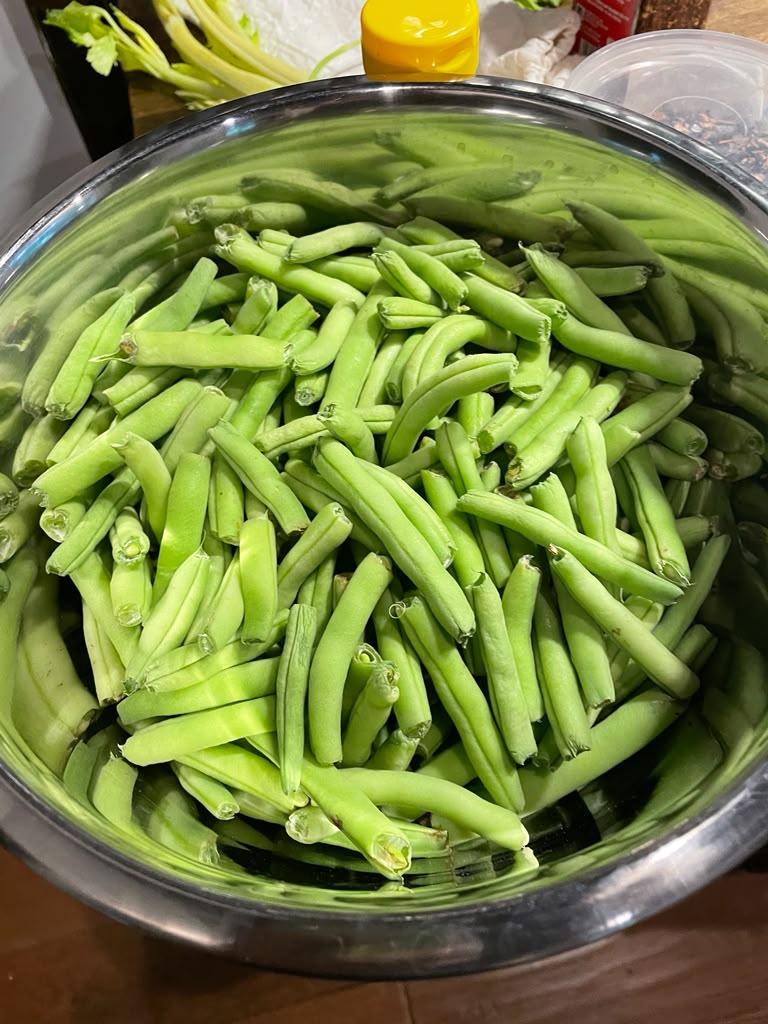 A basket of fresh green beans